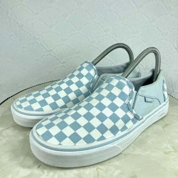 Vans Slip On Checkerboard Skate Shoes 8.5 Blue Streetwear Casual Comfort Sneaker - Picture 5 of 13